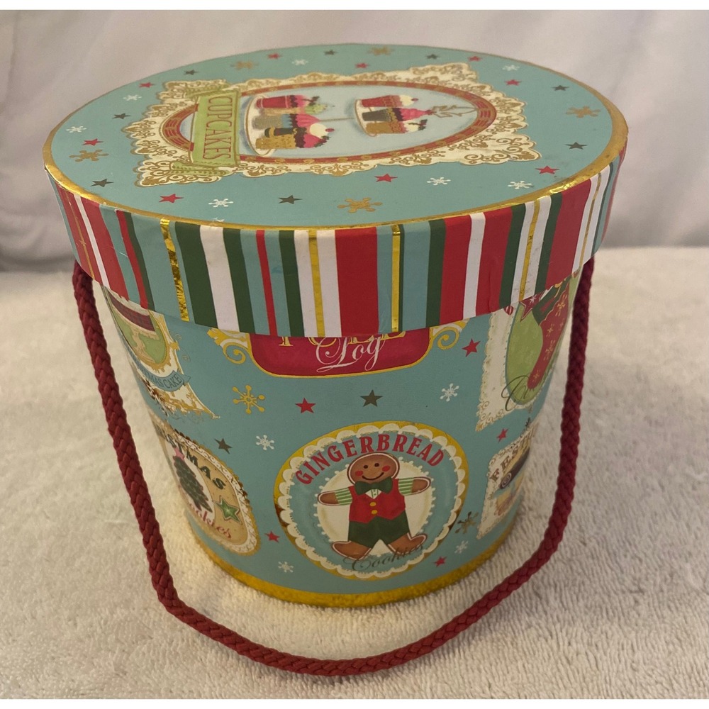 Seasonal Packaging Christmas Cake Gingerbread Holiday Gift Box with Handle Blue